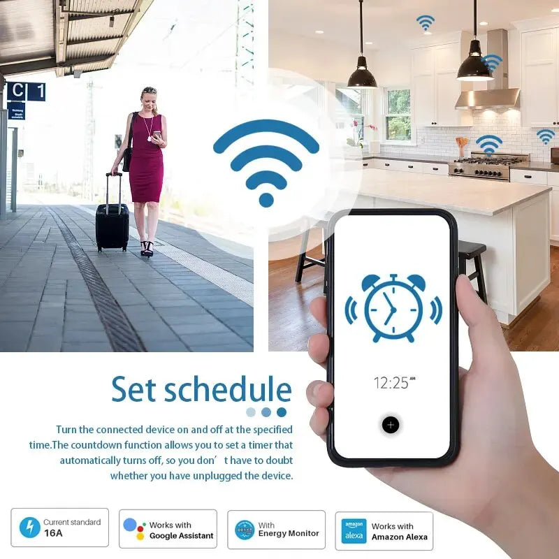 WiFi Smart Plug – 16A Power Monitor Outlet for Smart Home Automation