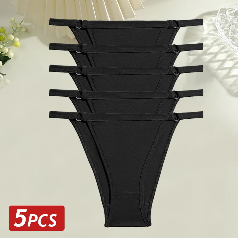 Cotton Low Rise Briefs – Metal Ring Hollow Panties for Women M-2XL