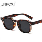 Vintage Rivet Oval Sunglasses – Leopard Anti Blue Light Frames for Men and Women