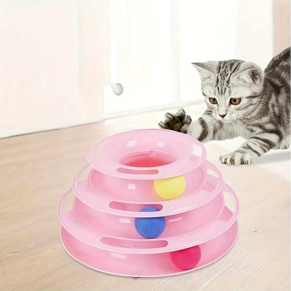 Interactive 3-Layer Cat Toy Tower – Puzzle Game for Mental and Physical Exercise