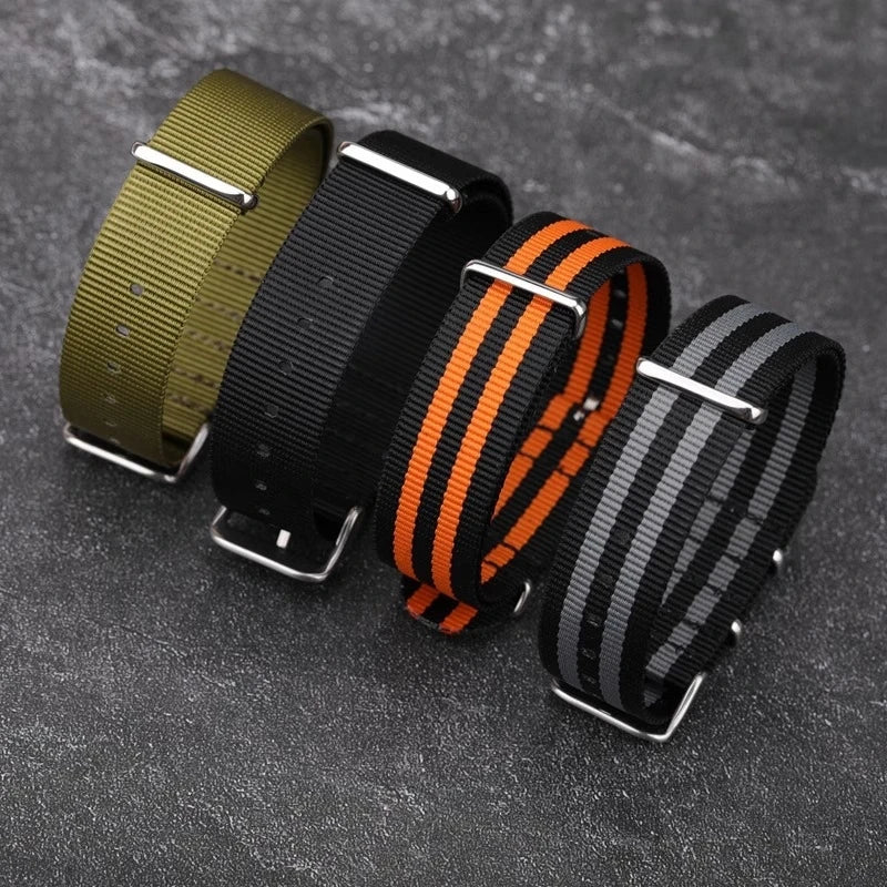 Woven Nylon Watch Strap – 18mm-22mm Canvas Wristband for Men and Women