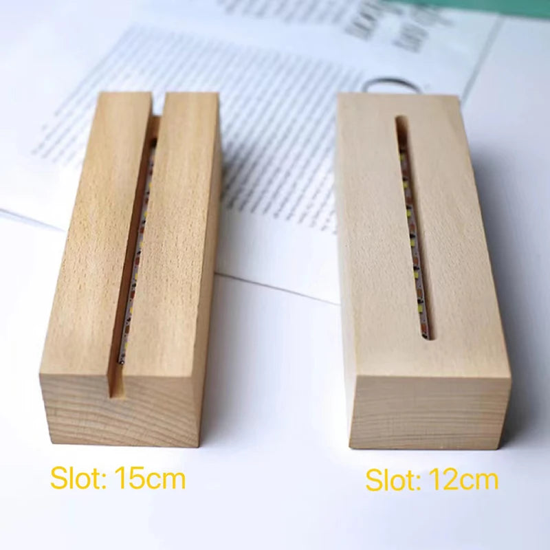 Wooden LED Display Stand – 5mm Warm Light Base for Acrylic Signage