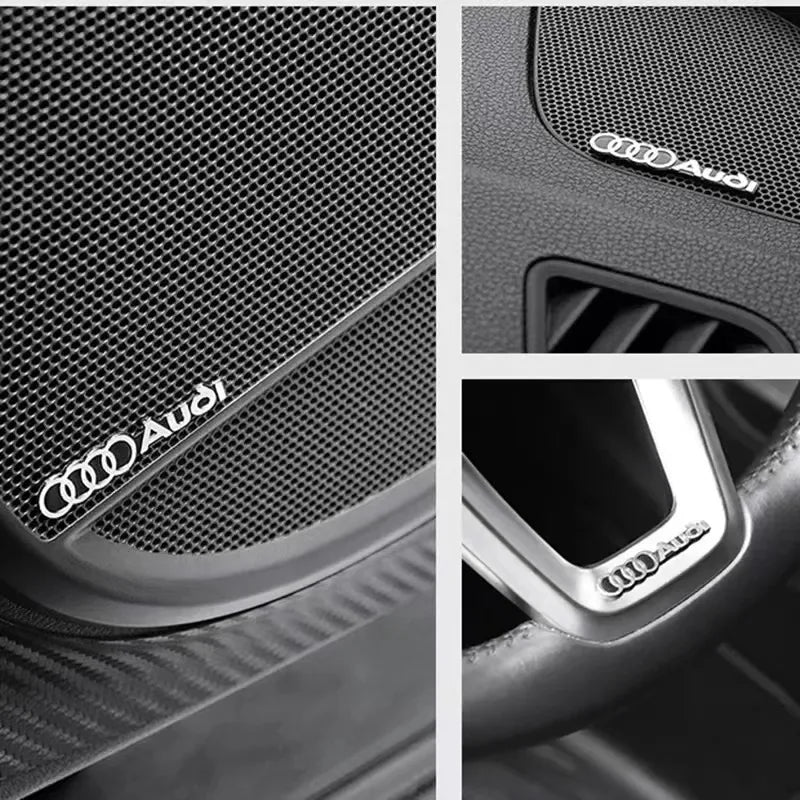 3D Aluminum Car Badge Emblems – Interior Audio Decoration for Audi Models
