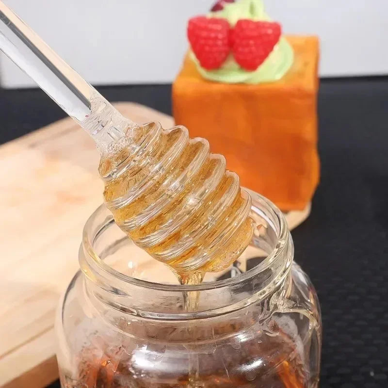 Glass Honey Dipper Stick – Drizzle Spoon for Kitchen Cooking and Tea Stirring