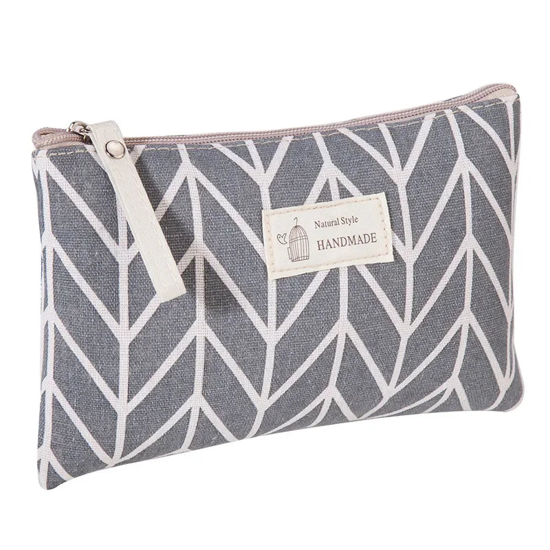 Small Canvas Makeup Bag – Portable Cosmetic Organizer for Travel Toiletry