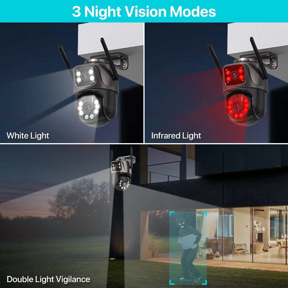 4K 8MP Dual Lens PTZ Camera – Outdoor AI Auto Tracking for Security Surveillance