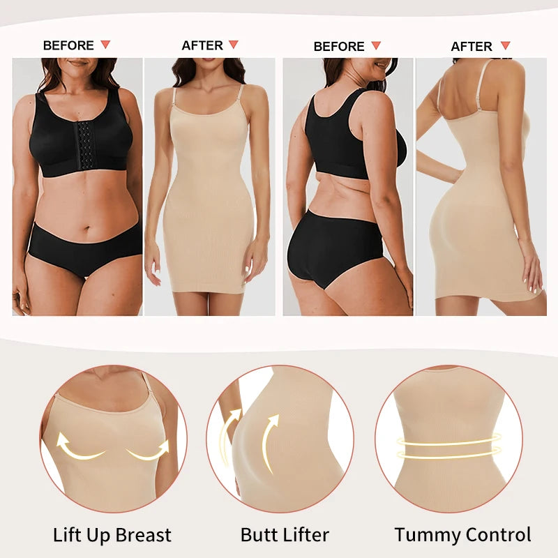 Womens Tummy Control Full Slip – Invisible Body Shaper for Under Dresses