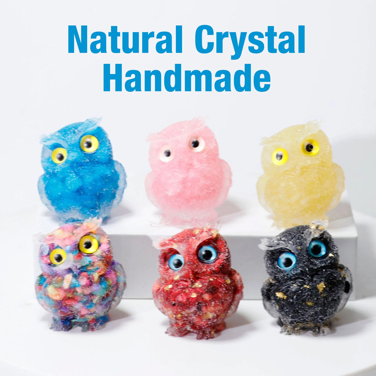 Crystal Owl Ornament – Natural Gemstone Figurine for Home Decor and Aquarium