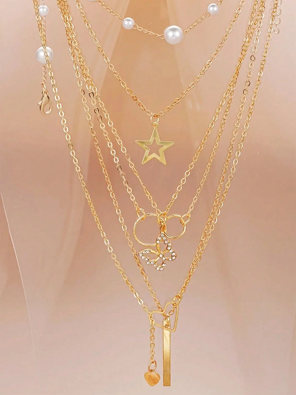 Faux Pearl Jewelry Set – Elegant Multi-Layered Necklace for Women