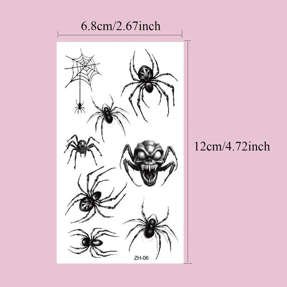 Spider Web Temporary Tattoo Stickers – Waterproof Halloween Face Body Art