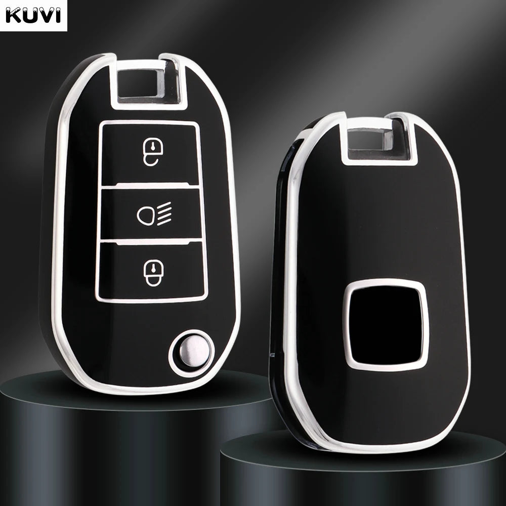TPU Car Flip Key Case – Protective Shell for Peugeot and Citroen Accessories