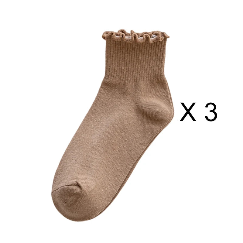 Ruffled Ankle Socks – Breathable Japanese Style Kawaii Hosiery for Women