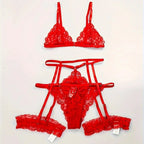 Transparent Lace Lingerie Set – Sexy 3 Piece Sleepwear for Women