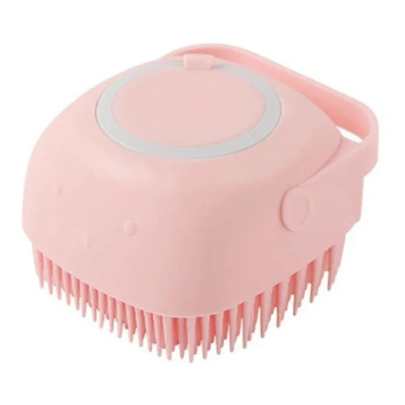 Silicone Pet Grooming Brush – Shampoo Dispenser for Dogs and Cats Bathing