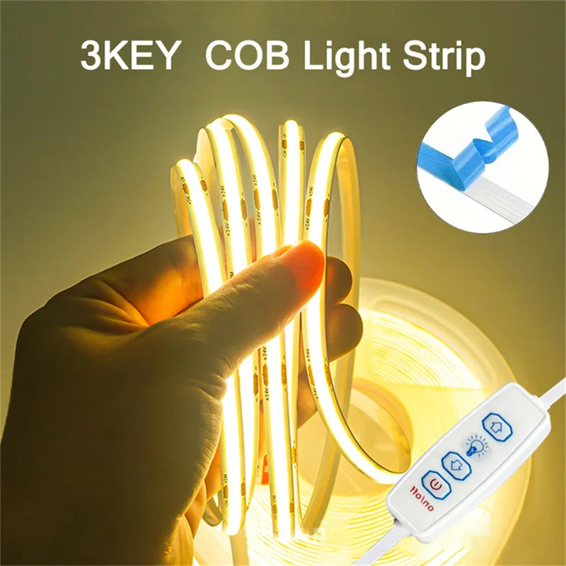 USB COB LED Strip Light – Dimmable Flexible Tape for TV Backlight Room Decor