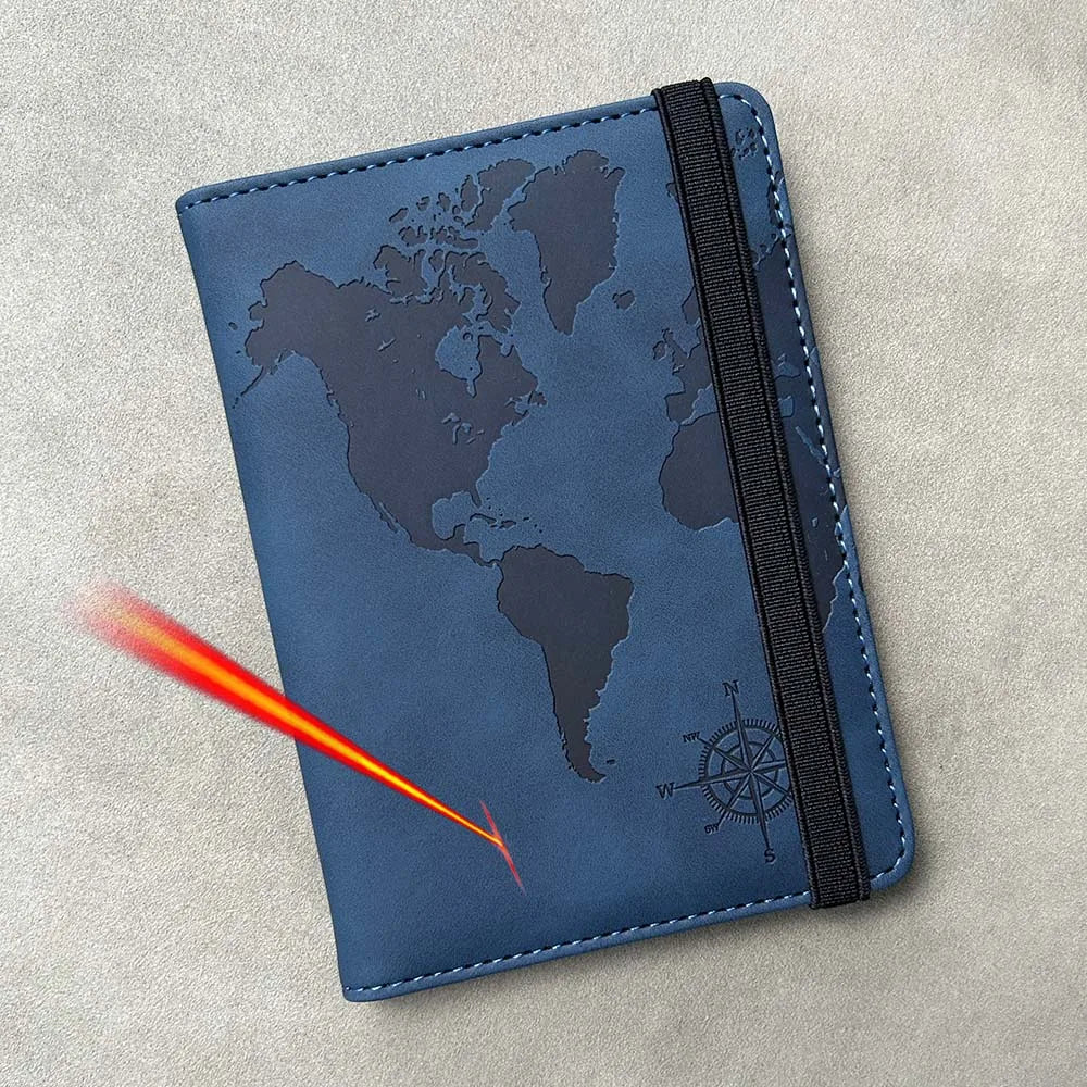 Personalized Passport Cover – RFID Blocking World Map Design for Travel