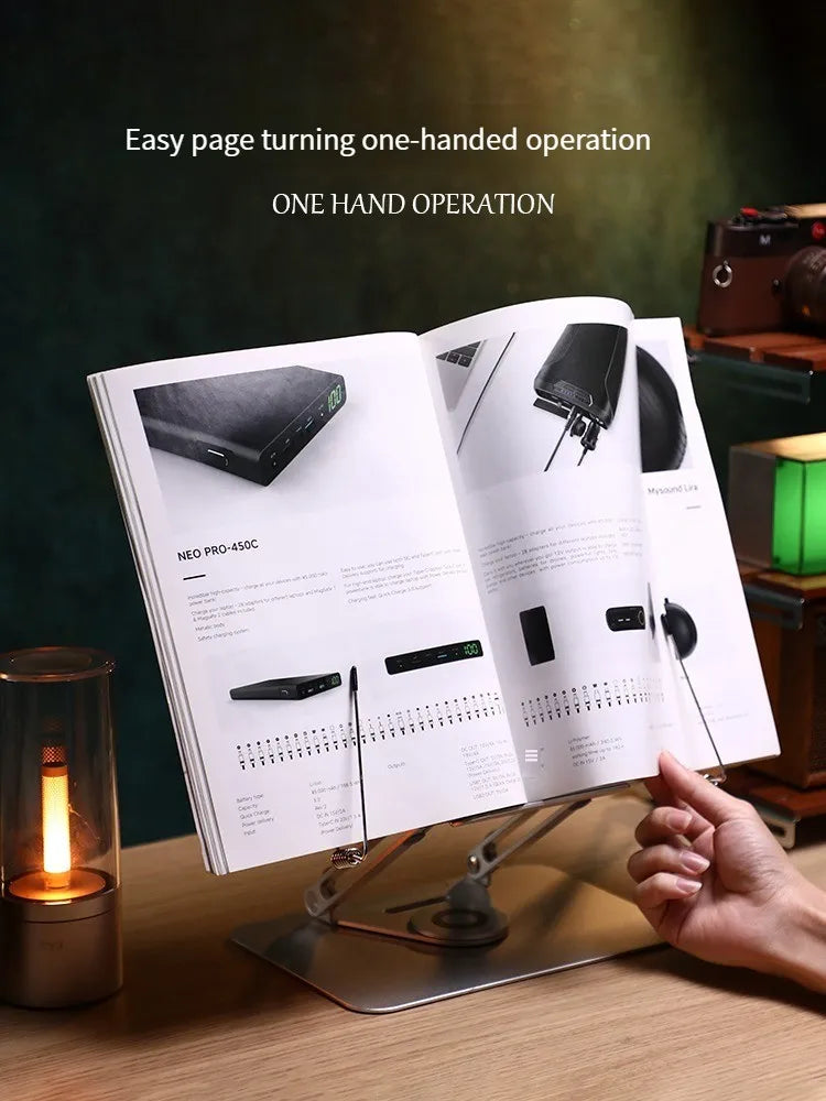 Aluminum Foldable Reading Stand – Adjustable Holder for Laptops and Books