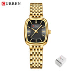 Gold Stainless Steel Quartz Watch – Elegant Square Dial for Business Fashion