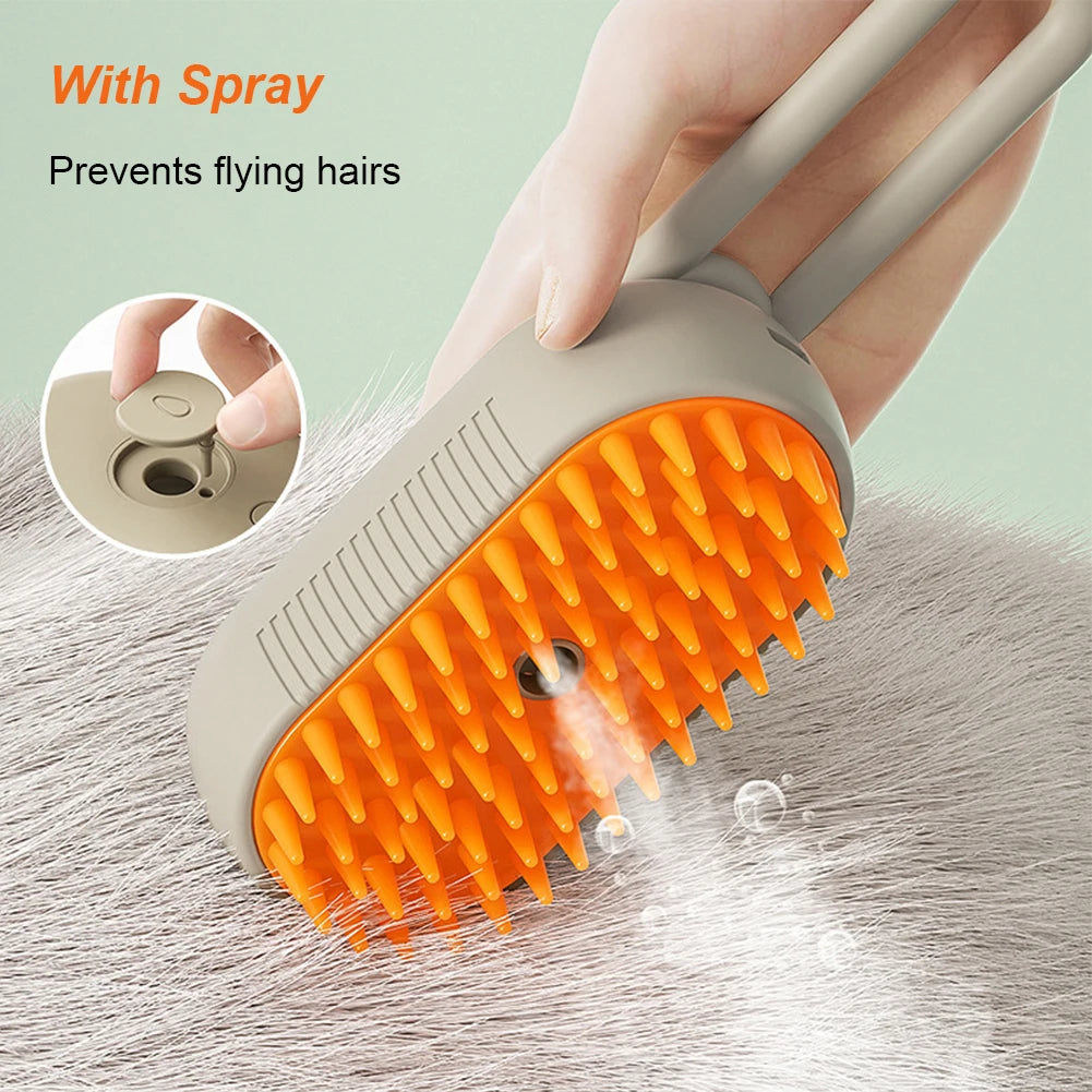 3-in-1 Pet Steam Grooming Brush – Electric Spray Comb for Dog and Cat Shedding