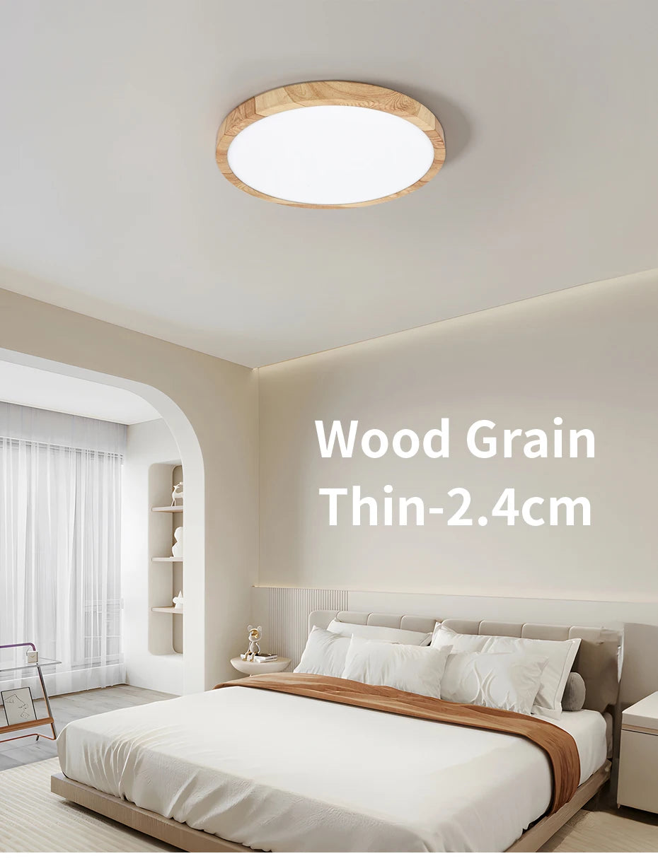 LED Ceiling Light – Wood Grain Golden Finish for Kitchen and Bedroom