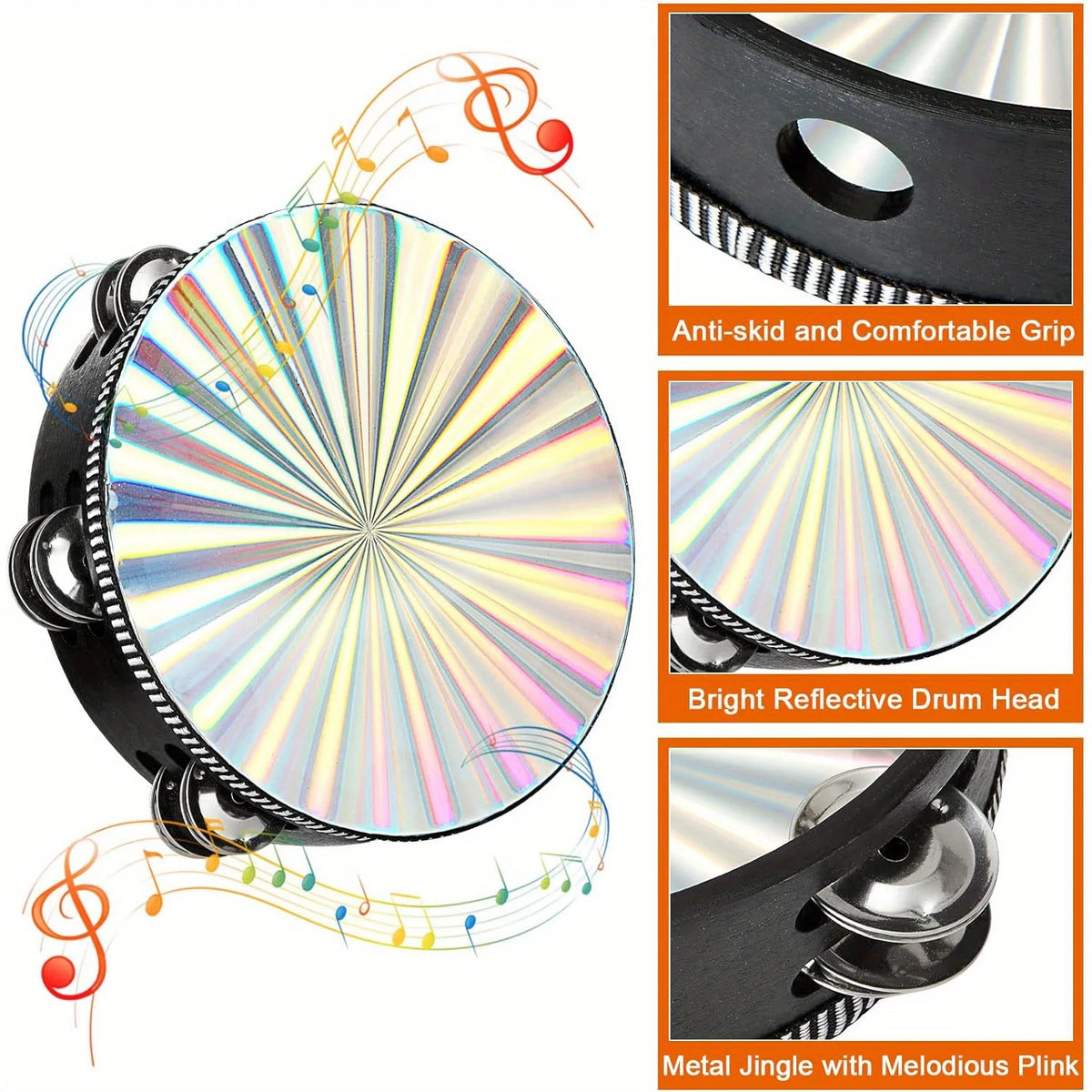 Double Row Radiant Tambourine – Handheld Rhythm Percussion for Music Education