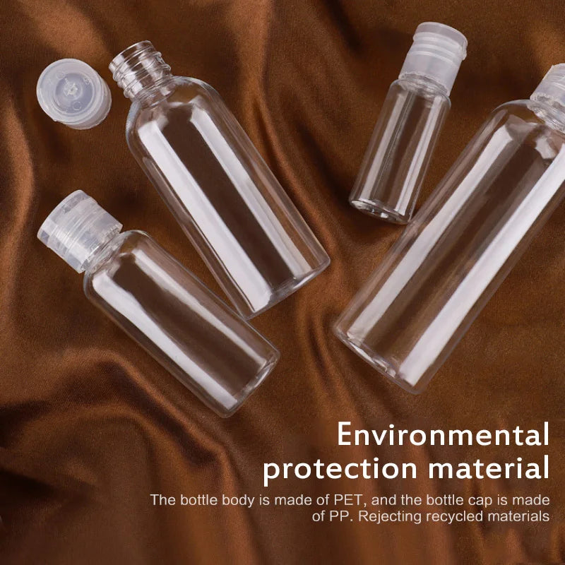 Clear PET Flip Lid Bottles – Travel Size Cosmetic Containers for Liquid Samples