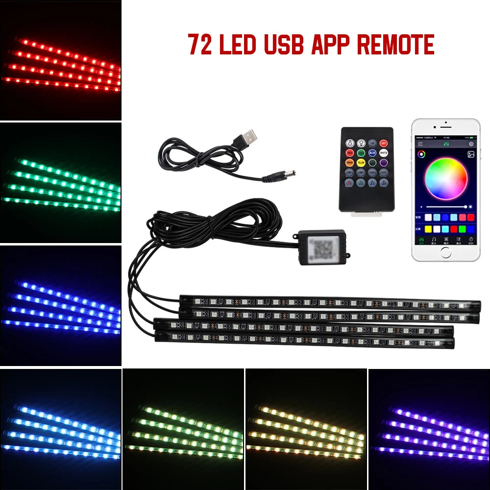 RGB LED Car Interior Light – Wireless Music Control for Auto Atmosphere