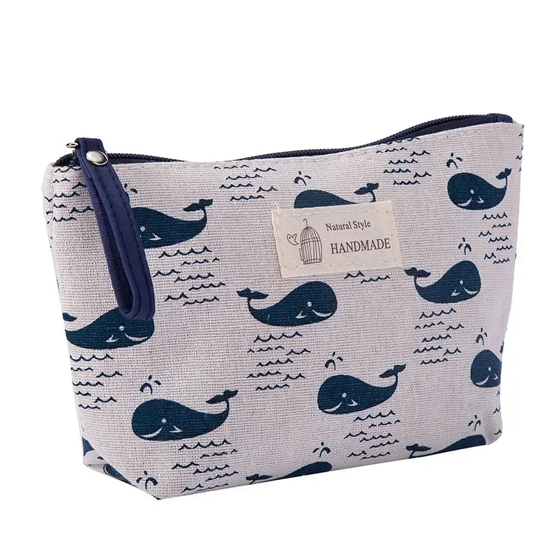 Canvas Small Cosmetic Bag – Portable Makeup Organizer for Travel