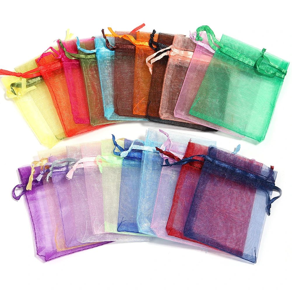 Organza Gauze Gift Bags – Drawstring Jewelry Pouches for Wedding Party Favors
