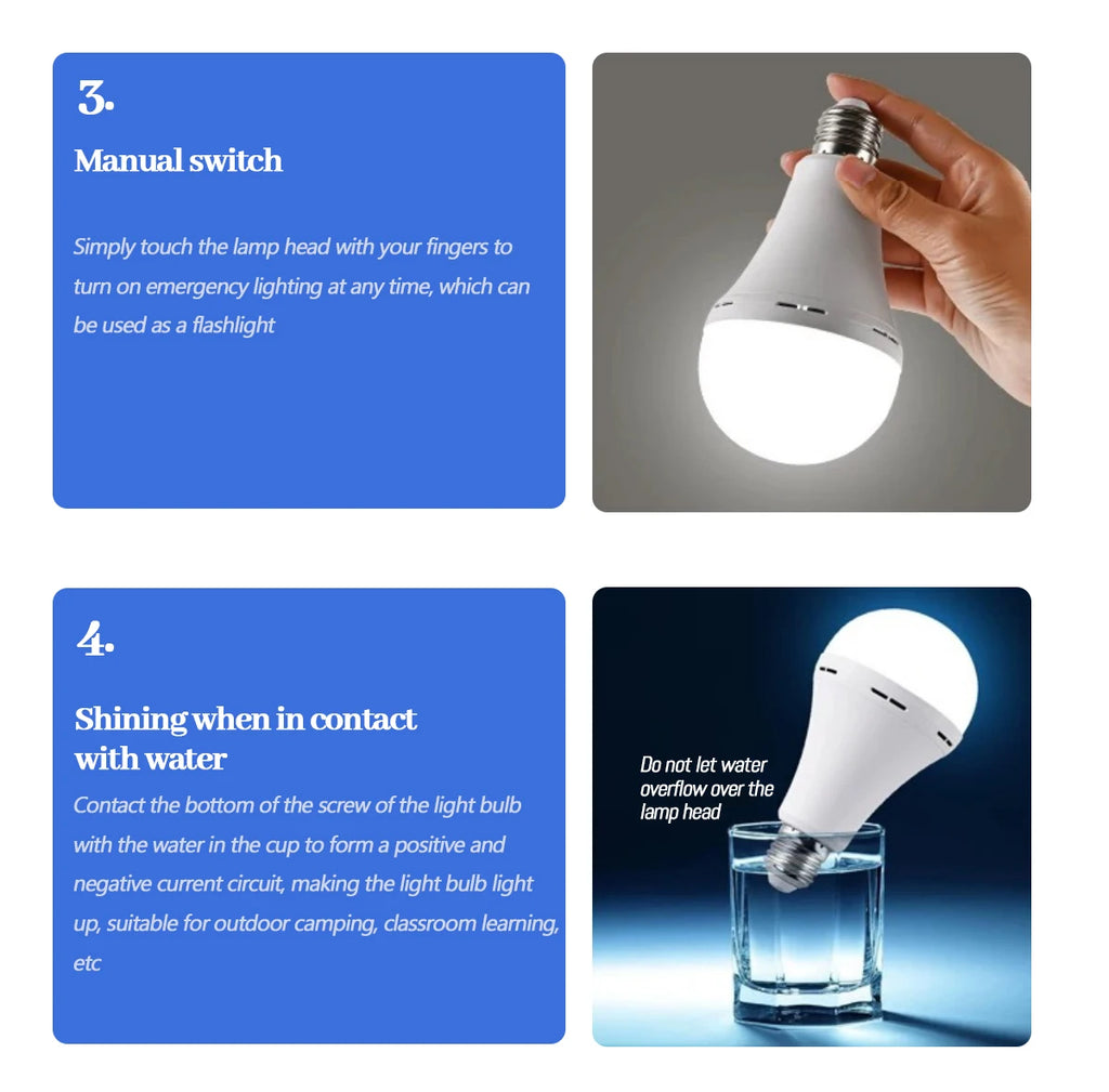 Rechargeable LED Emergency Bulb – Portable 7W Light for Camping and Home Power