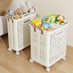 Rolling Laundry Hamper – Large Capacity Collapsible Basket for Bathroom