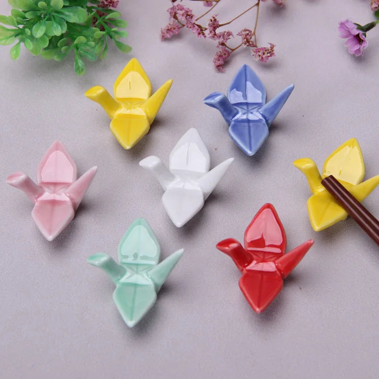 Japanese Ceramic Crane Holder – Decorative Rest for Incense or Chopsticks