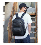 PU Leather USB Charging Laptop Backpack – Large Travel Bag for Men and Students