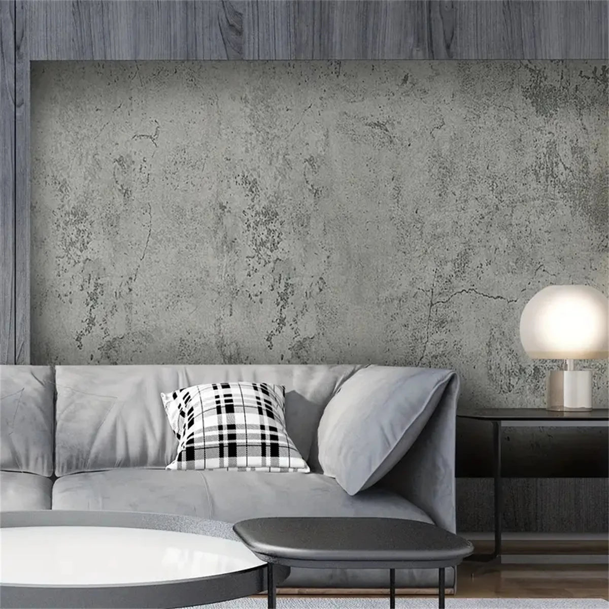Cement Gray Adhesive Wallpaper – 55cm Industrial Retro Decor for Home Walls