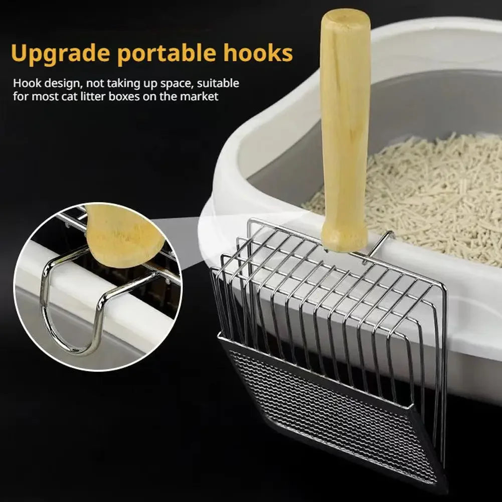 Stainless Steel Cat Litter Scoop – Long Handle Tool for Pet Waste Cleaning