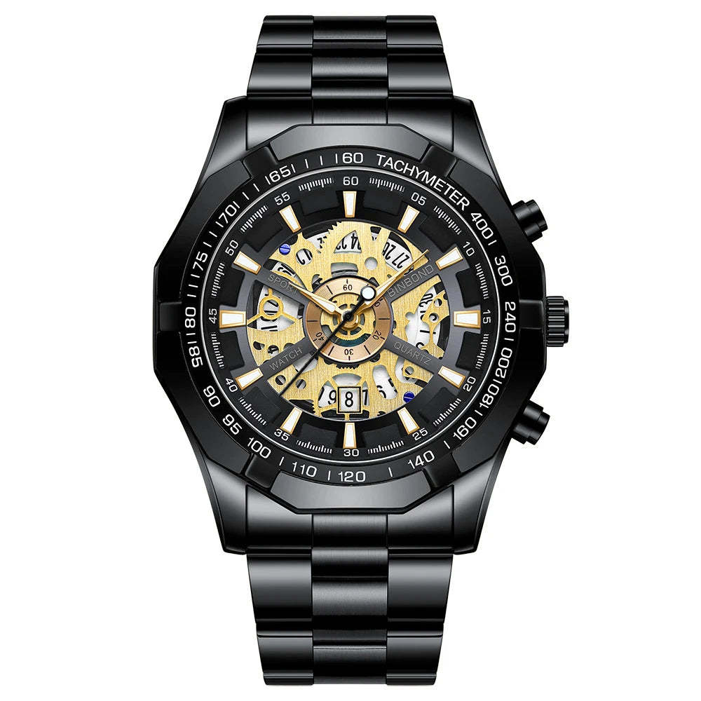 Stainless Steel Quartz Watch – Waterproof Luminous Calendar for Business Men