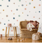 Boho Polka Dot Wall Decals – Colorful Removable Nursery Decor for Kids Room