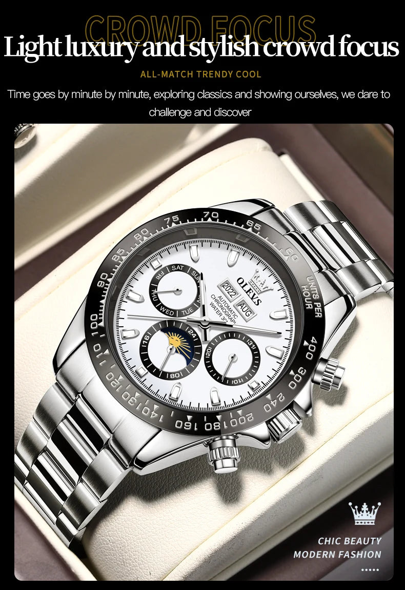 OLEVS Automatic Mechanical Watch – Luxury Chronograph for Business and Sports