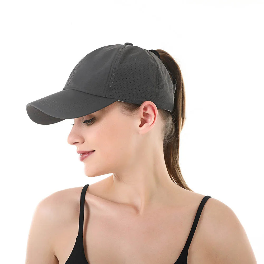 Ponytail Baseball Cap – Quick-Drying Mesh Visor for Outdoor Athleisure