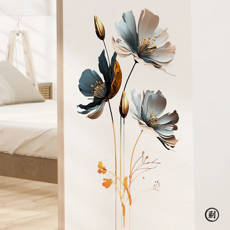 3D Relief Floral Wall Stickers – Self-Adhesive Decor for Kids Bedroom