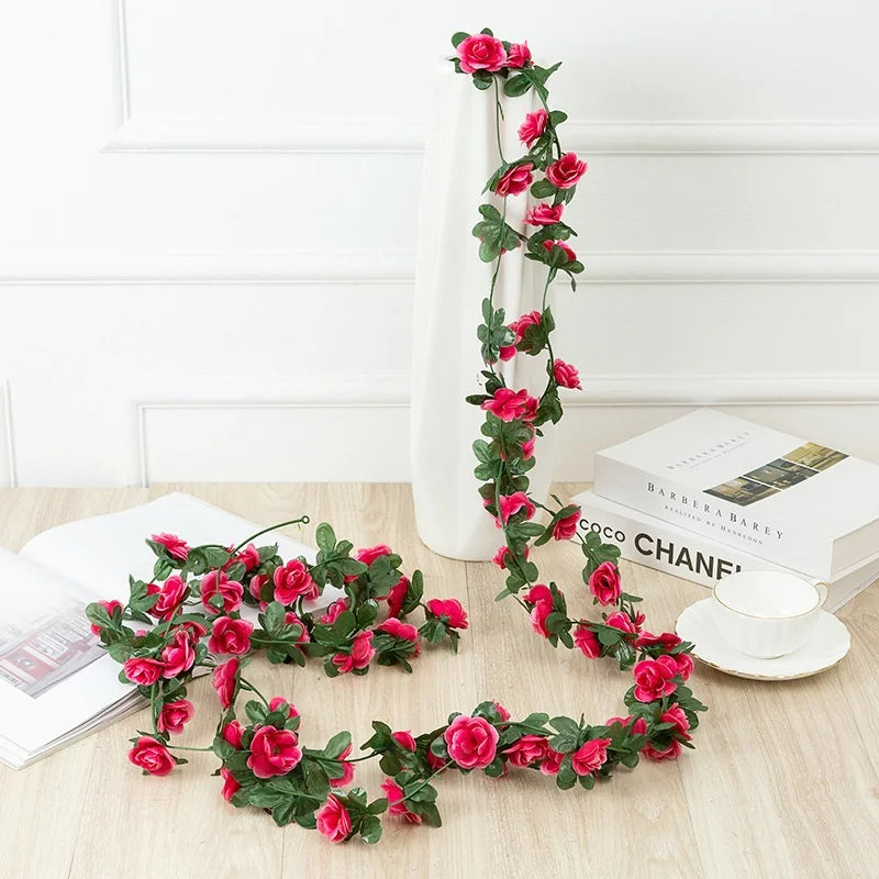 Artificial Silk Rose Vine – 2.5m Floral Garland for Wedding Arch Decoration
