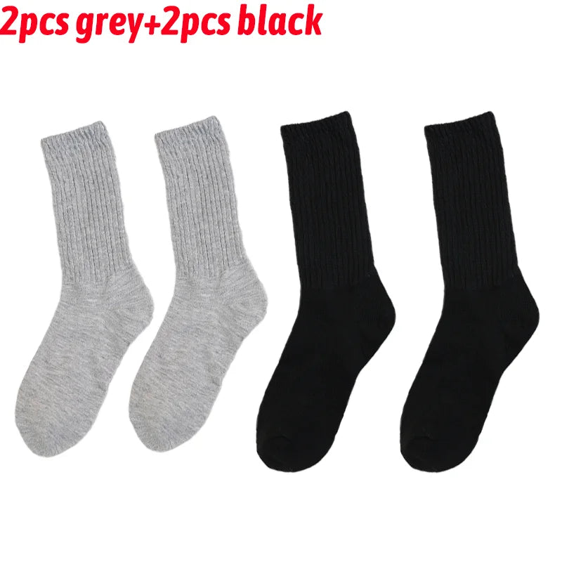 Knitted Mid-Tube Socks – Soft Vintage Cotton for Sports and Leisure