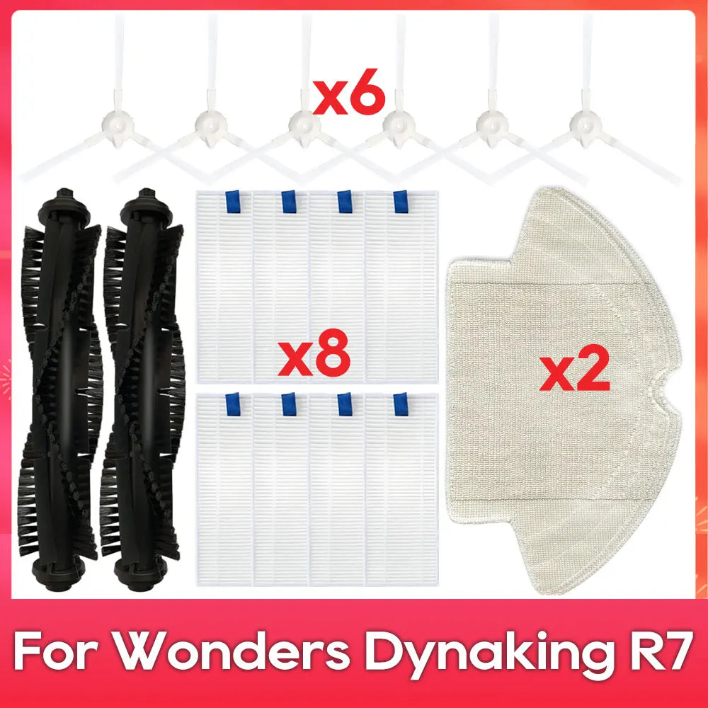 Vacuum Replacement Parts Kit – Main Side Brush Filter Mop for Robotic Vacuums