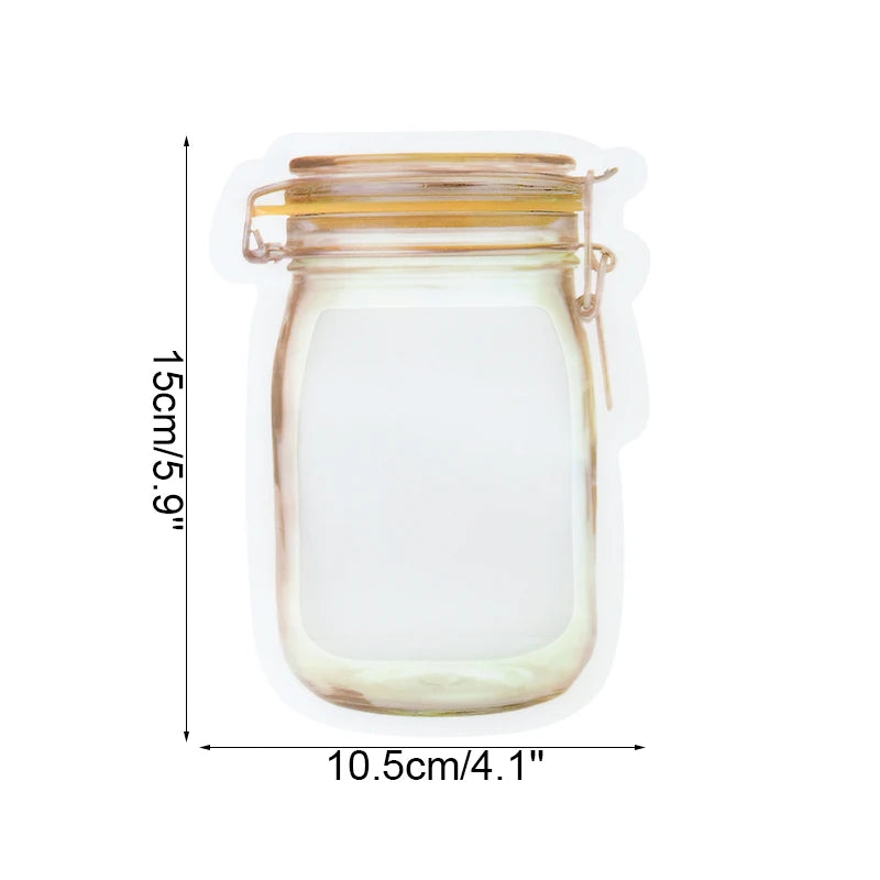 Reusable Mason Jar Zipper Bags – Leakproof Food Storage for Kitchen Snacks