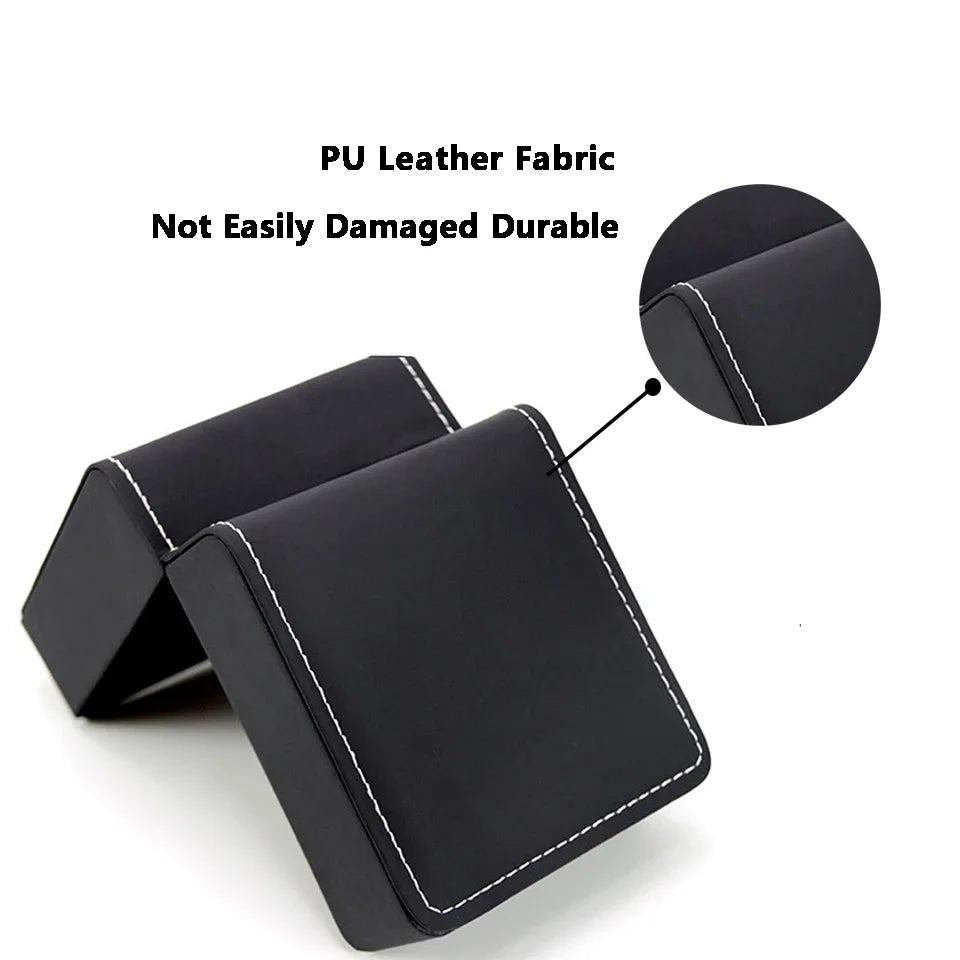 Black PU Leather Watch Box – Single Display Case with Pillow for Men