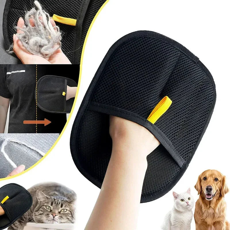 Reusable Pet Hair Grooming Gloves – Double Sided Tool for Sofa and Carpet