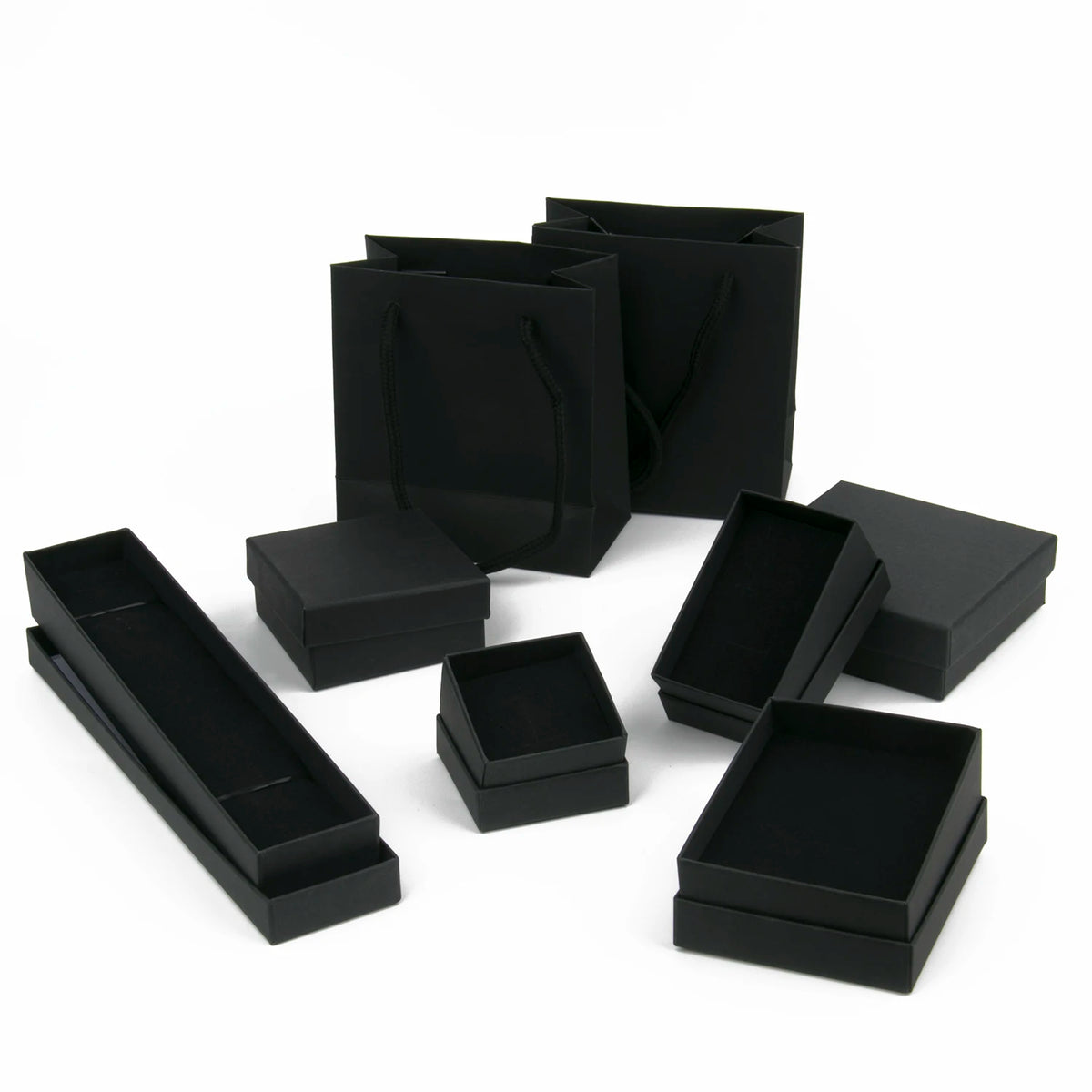 Black Square Jewelry Box – Velvet Display Organizer for Rings and Earrings