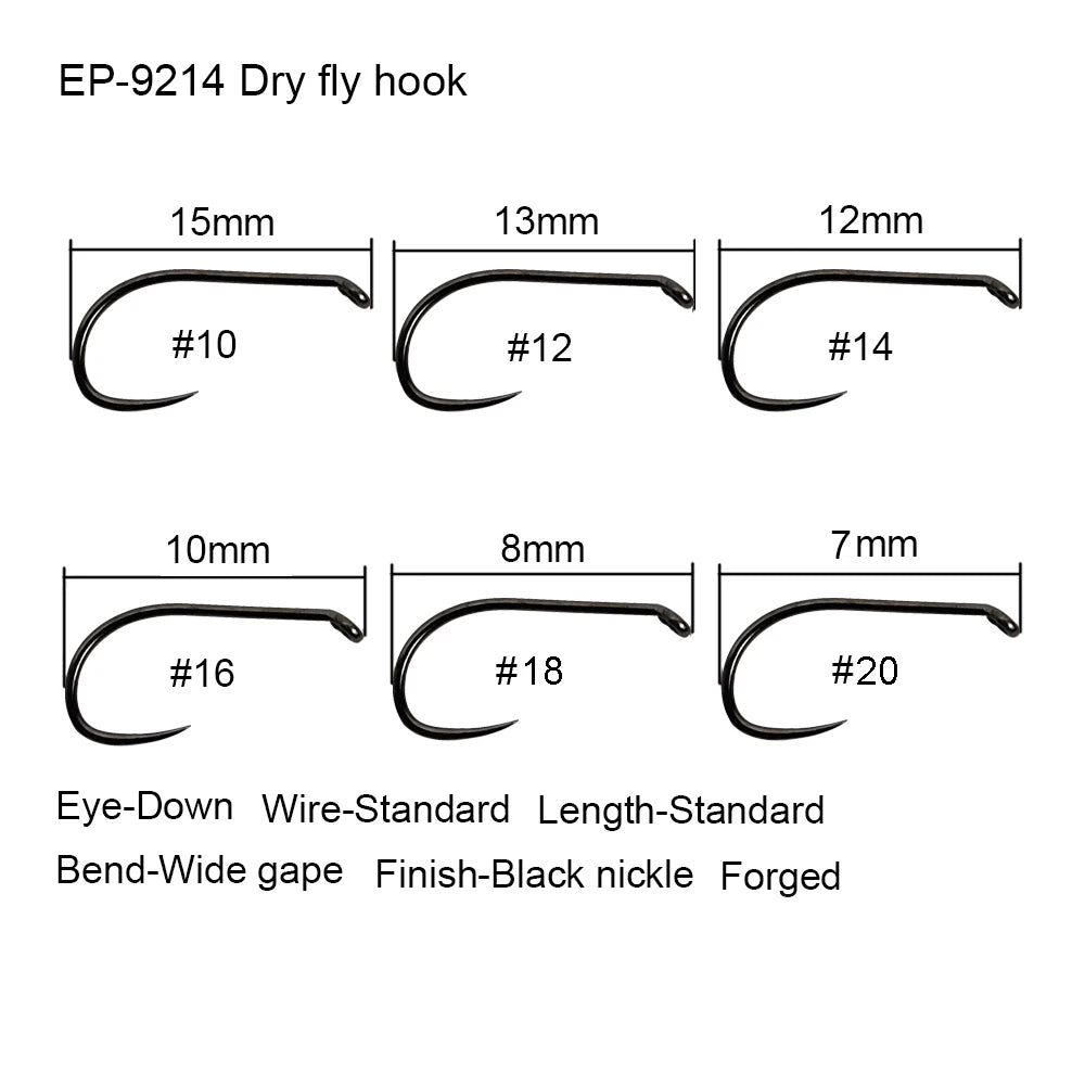Barbless Fly Fishing Hooks – Black Nickel Steel for Dry and Wet Fly Tying