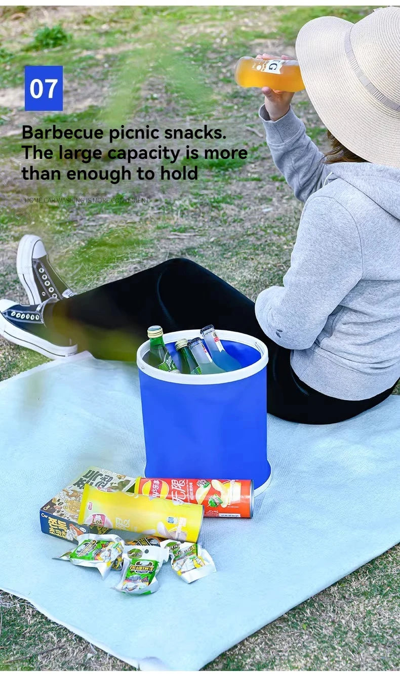 Collapsible Oxford Folding Bucket – Waterproof Portable Basin for Car Washing