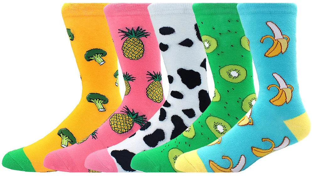 Cotton Novelty Crew Socks – Colorful Animal Print for Casual Halloween Wear